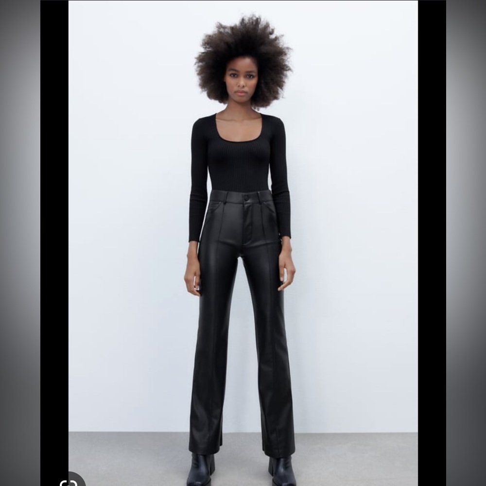Zara- flared leather pants- size L worn once